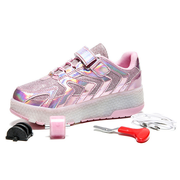 Zapatillas con Ruedas LED USB Recargables - Doble Rueda Luminosa