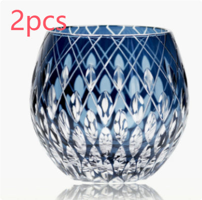 Vaso de Whiskey Edo Kiriko Pino y Grúa - Artesanía Japonesa - Image 24