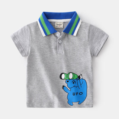 Playera Infantil con Estampado Cartoon y Cuello Solapa - Image 5