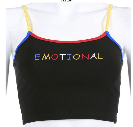 Blusa Deportiva Sexy con Bordado de Letras y Tirantes Ajustables - Estilo Urbano
