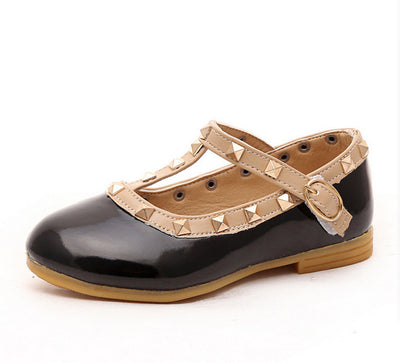 Zapatos de Niña Coreanos de Moda Otoñal con Remaches - Zapatillas Princesa para Baile
