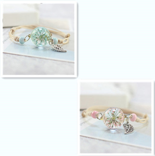 Pulsera Esfera de Cristal con Flores Secas - Diente de León y Estrellas - Image 32