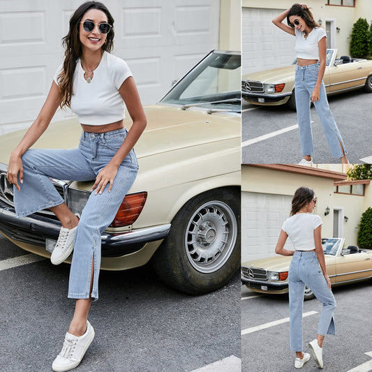 Jeans Casuales con Abertura Lateral - Versátiles y Cómodos