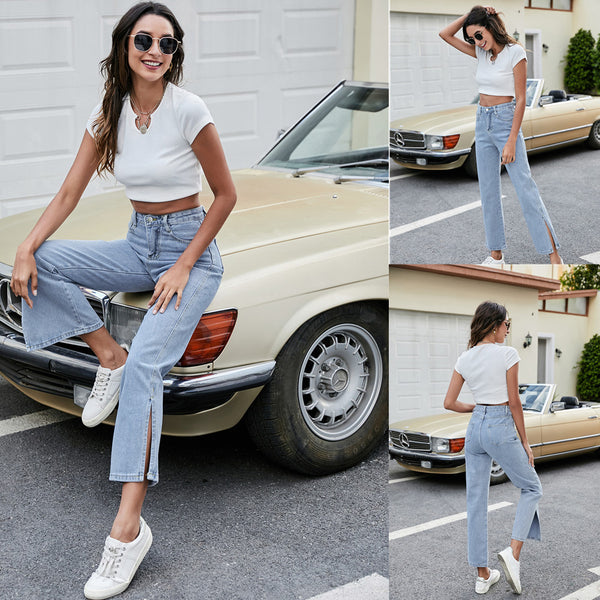 Jeans Casuales con Abertura Lateral - Versátiles y Cómodos