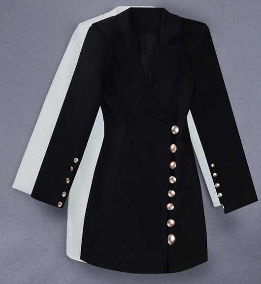 Vestido Sastre Ejecutivo Mujer con Botones Dorados - Diseño Europeo Ajustado - Image 2