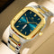 Reloj Ejecutivo Rectangular de Acero con Doble Calendario para Hombre