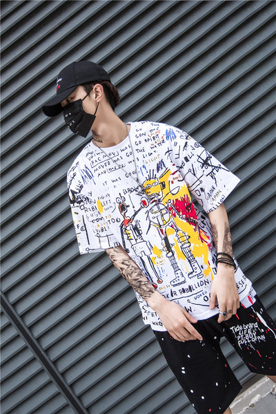Camiseta Oversize Hip Hop Graffiti para Hombre - Estilo Urbano Tendencia