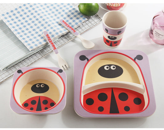 Juego de Vajilla Infantil 5 Piezas - Platos y Vasos de Fibra de Bambú Natural para Bebés - Image 2