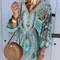 Vestido Bohemio Largo con Escote en V y Mangas Largas
