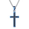 18K Dorado and Plateado Cross Necklace Azul