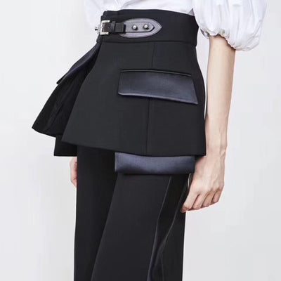 Pantalones rectos con cintura drapeada y faja integrada - Image 3