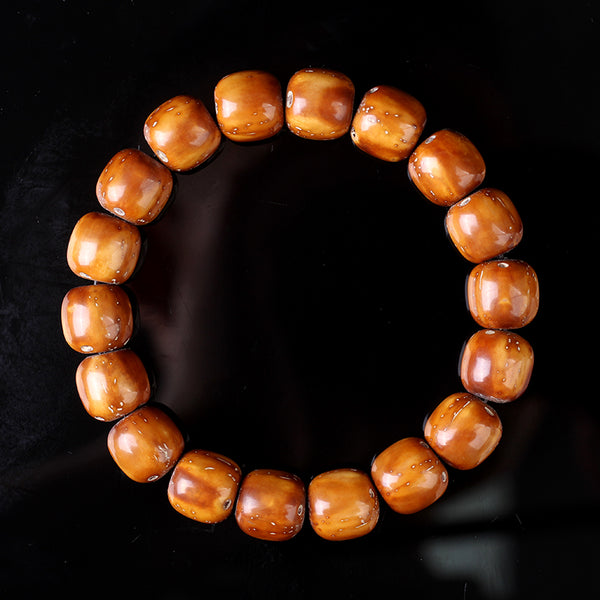 Pulsera Bodhi Rata de la Suerte con Cuentas de Barril Púrpura Natural