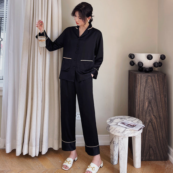 Pijama para Parejas con Solapa y Mangas Largas - Image 4