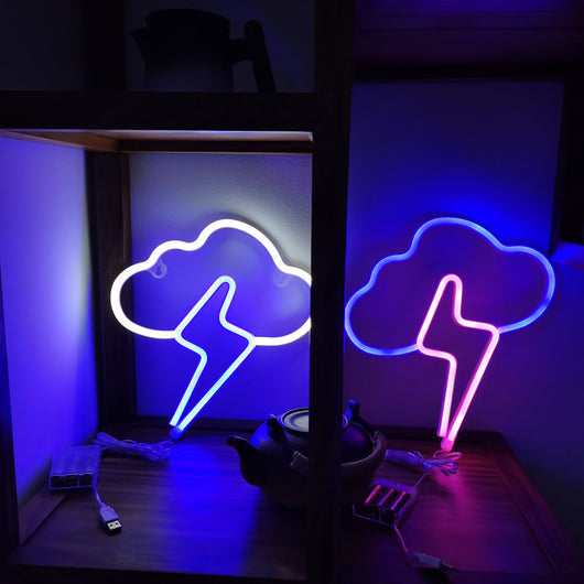 Lámpara Neon LED Nube con Rayo - Luz USB Recargable para Decoración - Image 6