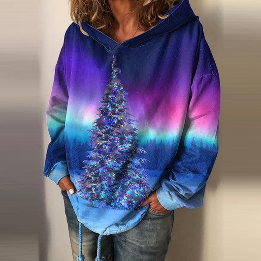 Sudadera Retro Estampada Aurora Azul para Mujer - Image 3