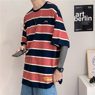 Camiseta Hombre Rayas Manga Corta Ajuste Holgado