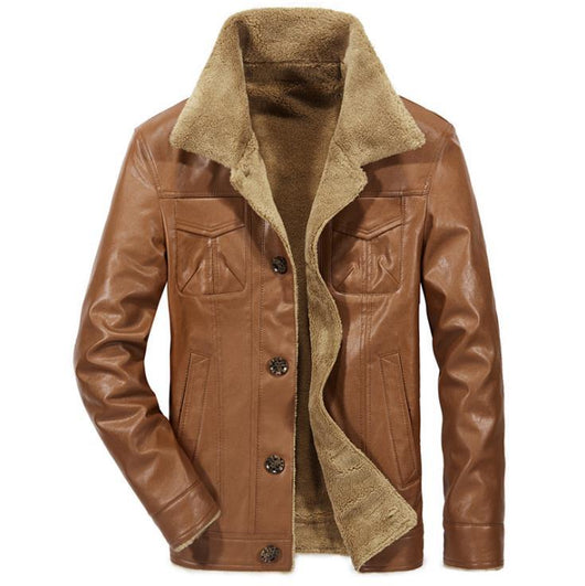 Chaqueta de Cuero Velvet Impermeable y Cortavientos para Hombre Talla Grande - Image 4