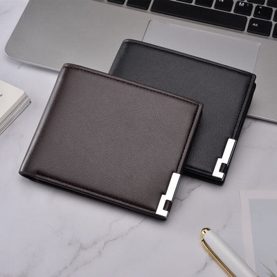 Billetera de Cuero PU para Hombre - Doble Pliegue Multifunción Compacta