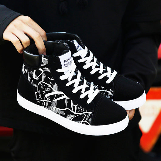 Zapatillas Altas de Lona para Hombre - Estilo Casual con Cordones - Image 4