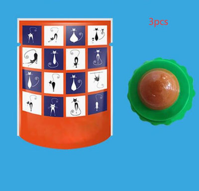 Two pet cat energy ball lick toys with catnip, one with a green base and orange pouch, the other with a blue base and black pouch. - Image 20