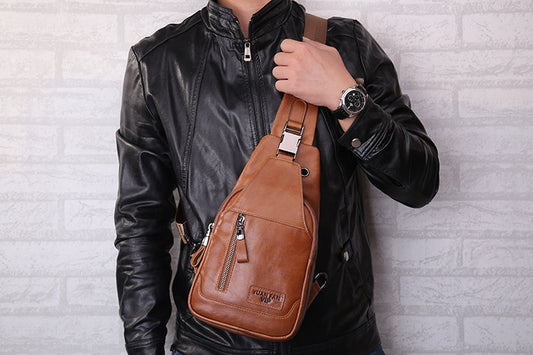 Bolsa de Pecho de Cuero Genuino para Hombre - Messenger Deportivo Estilo Coreano - Image 2