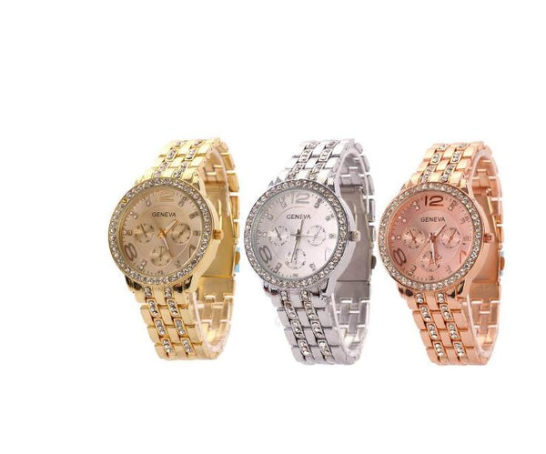 Reloj de Pulsera con Cristales Brillantes