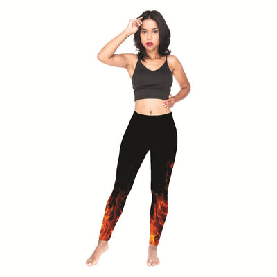 Leggings Deportivos Talle Grande Cintura Alta Estampado Flame Black - Image 10