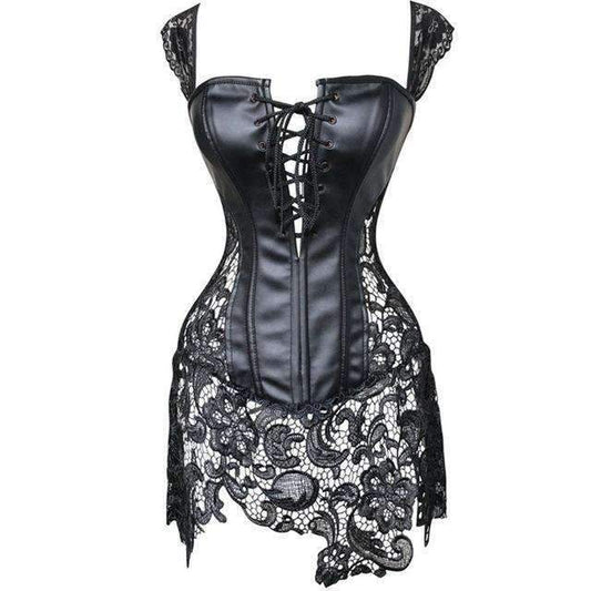Corsé Steampunk Sexy de Cuero Sintético Negro - Image 2