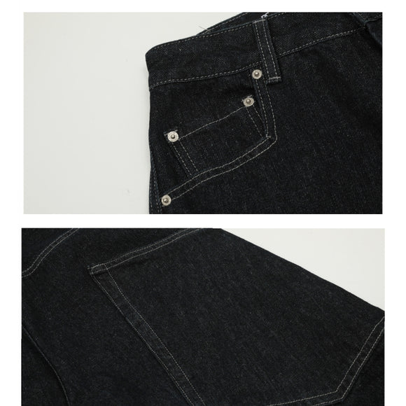 Jeans Retrô Americano com Bolsos Grandes
