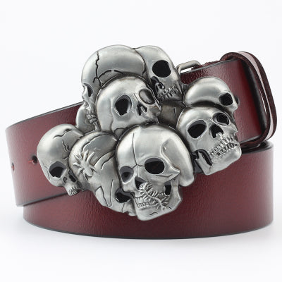 Cinturón Casual de Cuero con Hebilla Ghost Head y Correa Ancha Decorativa - Image 5