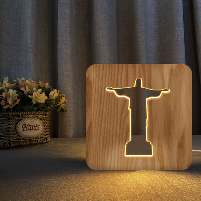 Lámpara de Noche en Madera Calada
