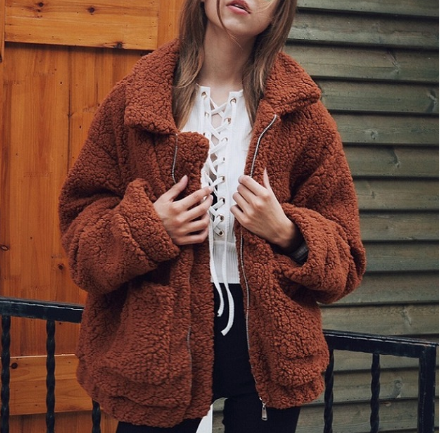 Abrigo Casual Mujer Otoño Invierno Lana Peluda Suelto Europeo - Image 6