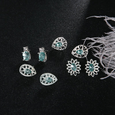 4 Pares de Aretes Boho Cristal Zafiro Glamurosos - Image 5