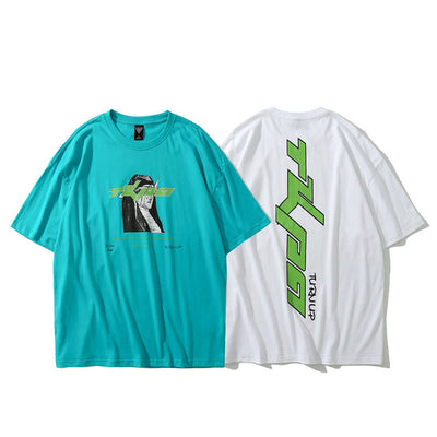 Playera Suelta Estampado Luto Manga Corta - Image 3
