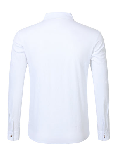 Camisa Cardigan Lino Hombre Fit Relajado Color Sólido - Image 16