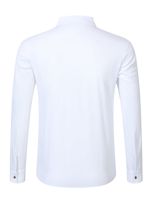 Camisa Cardigan Lino Hombre Fit Relajado Color Sólido - Image 16