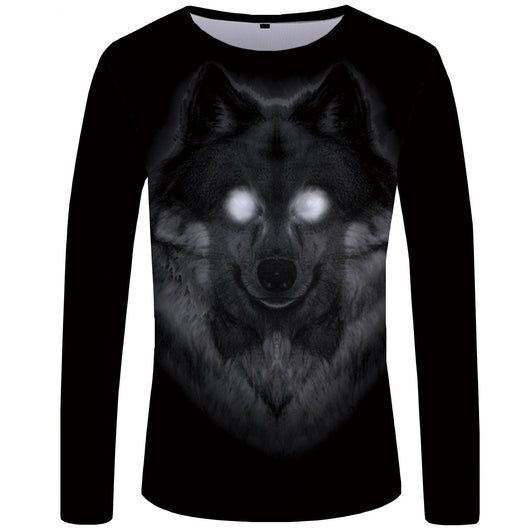 Camiseta Manga Larga Serie Lobo Impresión 3D para Hombre - Image 9