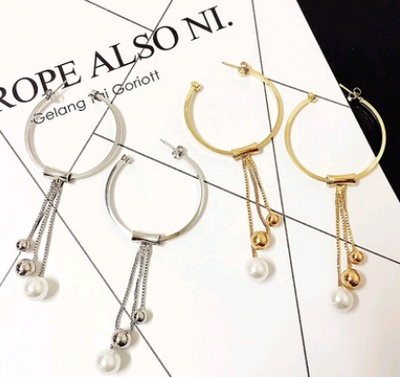 Aretes Geométricos de Plata 925 con Perlas y Borlas - Hipoalergénicos - Image 4