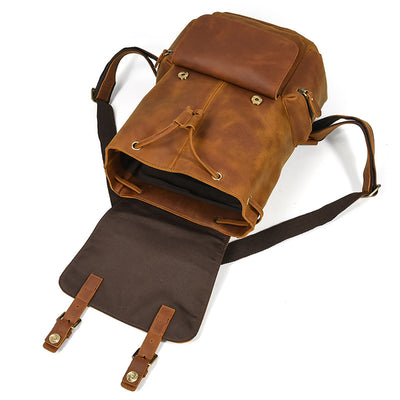 Mochila Retro Unisex de Cuero Crazy Horse - Estilo Vintage Duradero - Image 4