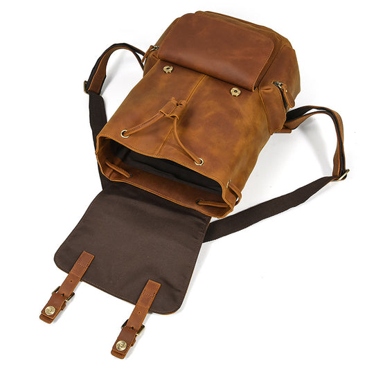 Mochila Retro Unisex de Cuero Crazy Horse - Estilo Vintage Duradero - Image 4