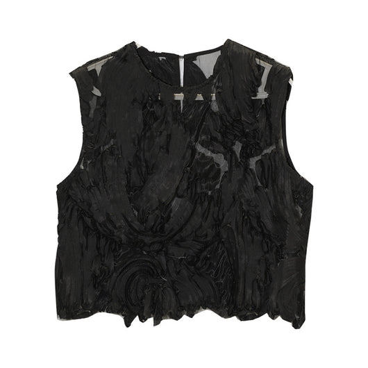 Blusa de Encaje con Recortes Ondulados y Costuras Decorativas - Image 8