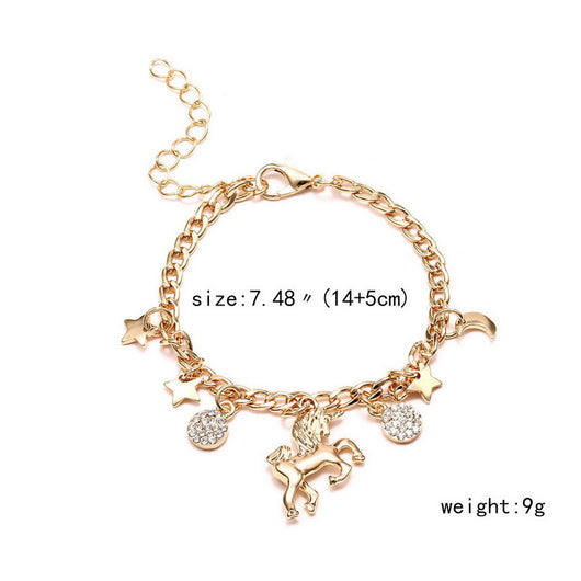Pulsera de Charms Unicornio Plata y Oro con Luna y Estrellas - Regalo Anime para Niñas y Mujeres - Image 4