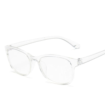 Red and black rectangular anti-blue light glasses with clear lenses, shown at an angle on a white background. - Image 10