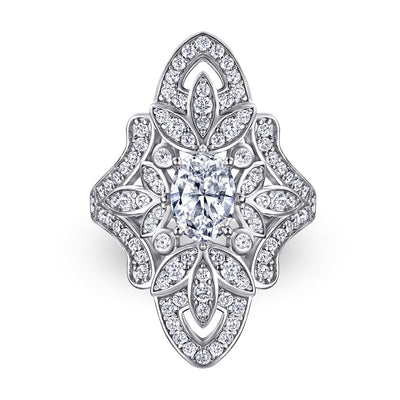 Anillo de Diamante Simulado Floral Ancho Exagerado - Estilo Europeo y Americano - Image 5