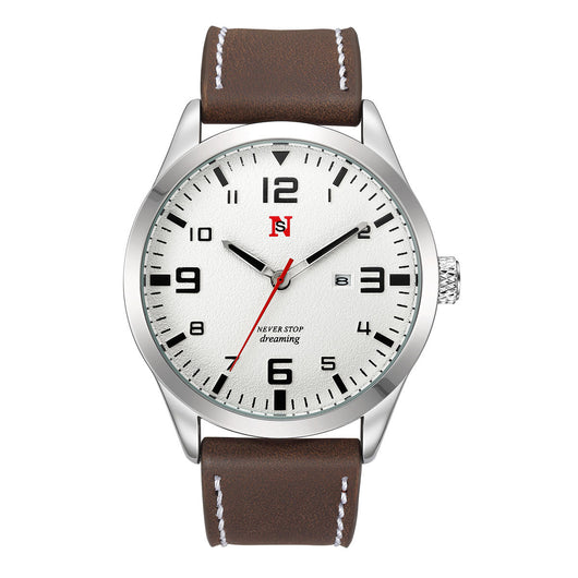 Reloj de Cuarzo para Hombre con Correa de Cuero, Esfera Grande y Calendario - Image 8
