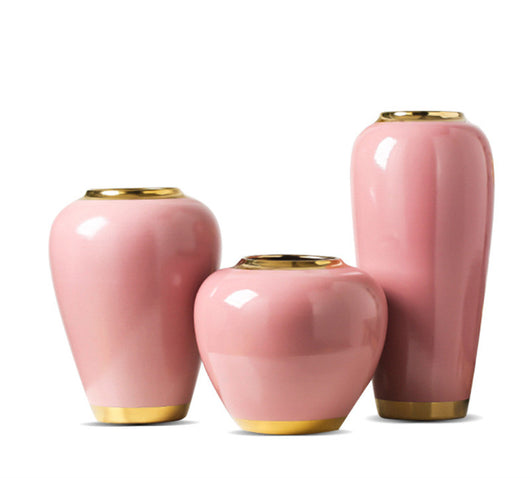 Trío de Jarrones de Porcelana Artesanales con Flores Doradas - Image 10