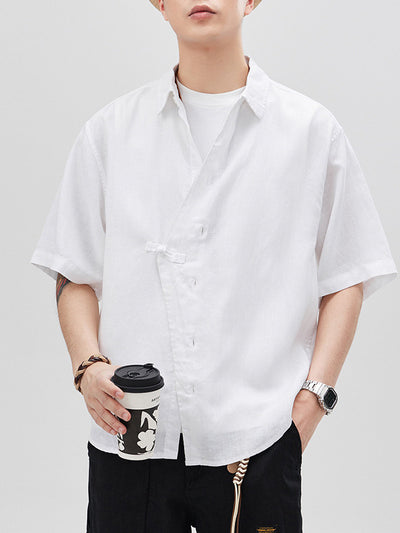 Camisa de Lino Manga Corta para Hombre - Estilo Moderno - Image 10