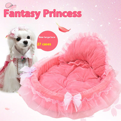 Cama Princesa para Mascotas con Encaje Teddy - Image 4