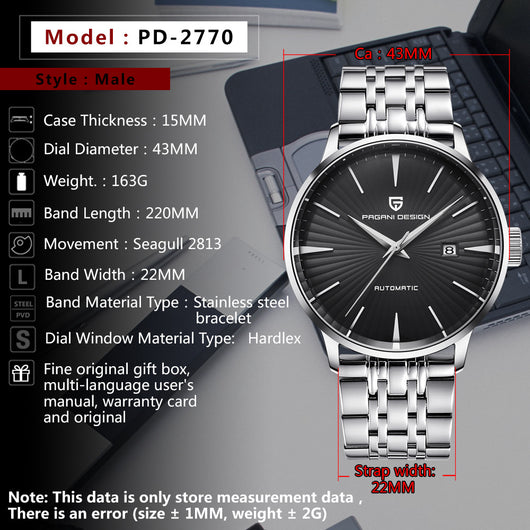 Reloj Mecánico para Hombre Resistente al Agua con Correa de Acero - Image 6