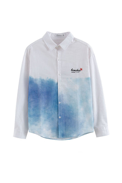 Camisa Tie Dye Bordado Grúa Estilo Chino Otoñal - Image 4